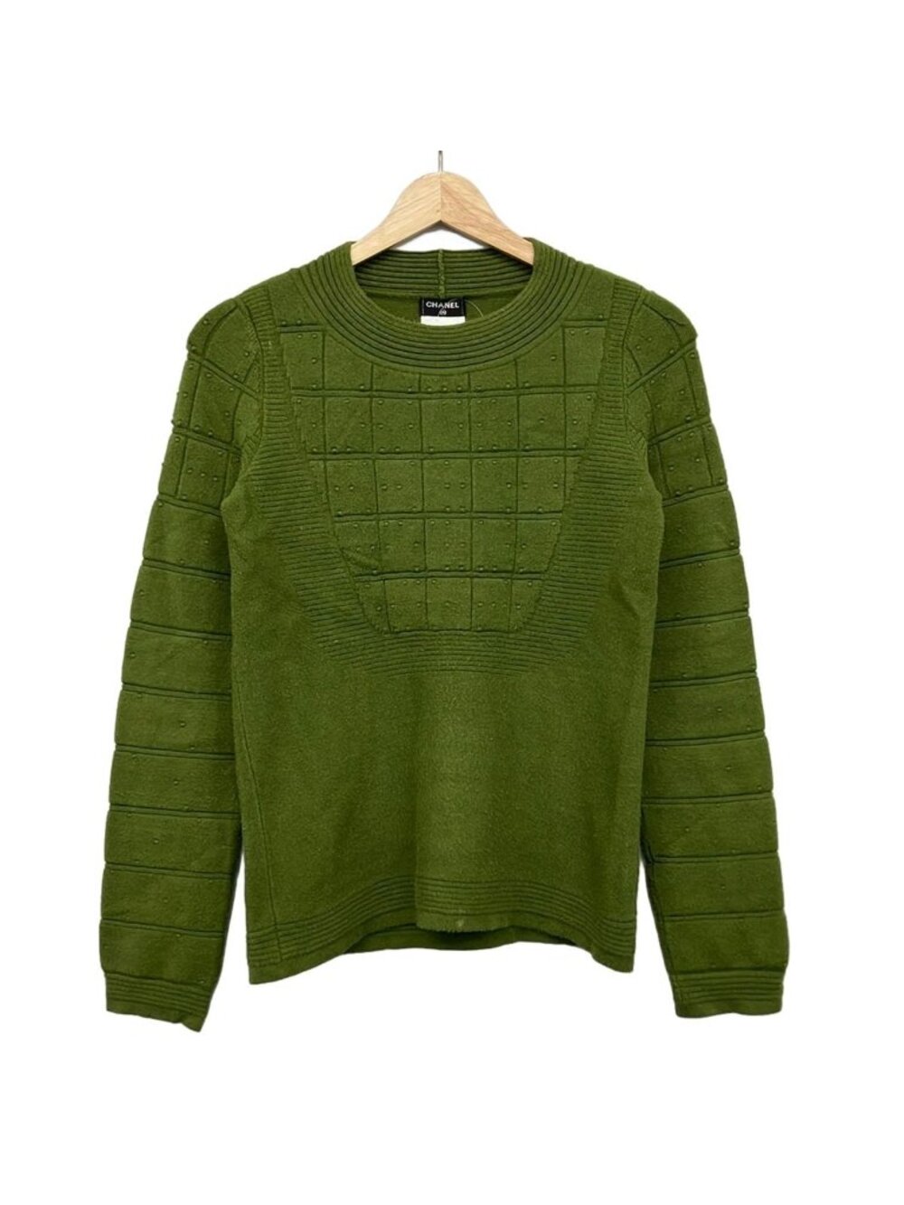 Chanel Long Sleeve Sweater 38 M Khaki